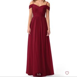 Azazie Leona Burgundy Long Dress Bridesmaid